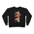 Cute Highland Cow Stack Sweatshirt — Adorable Hearts & Bows Cozy Pullover